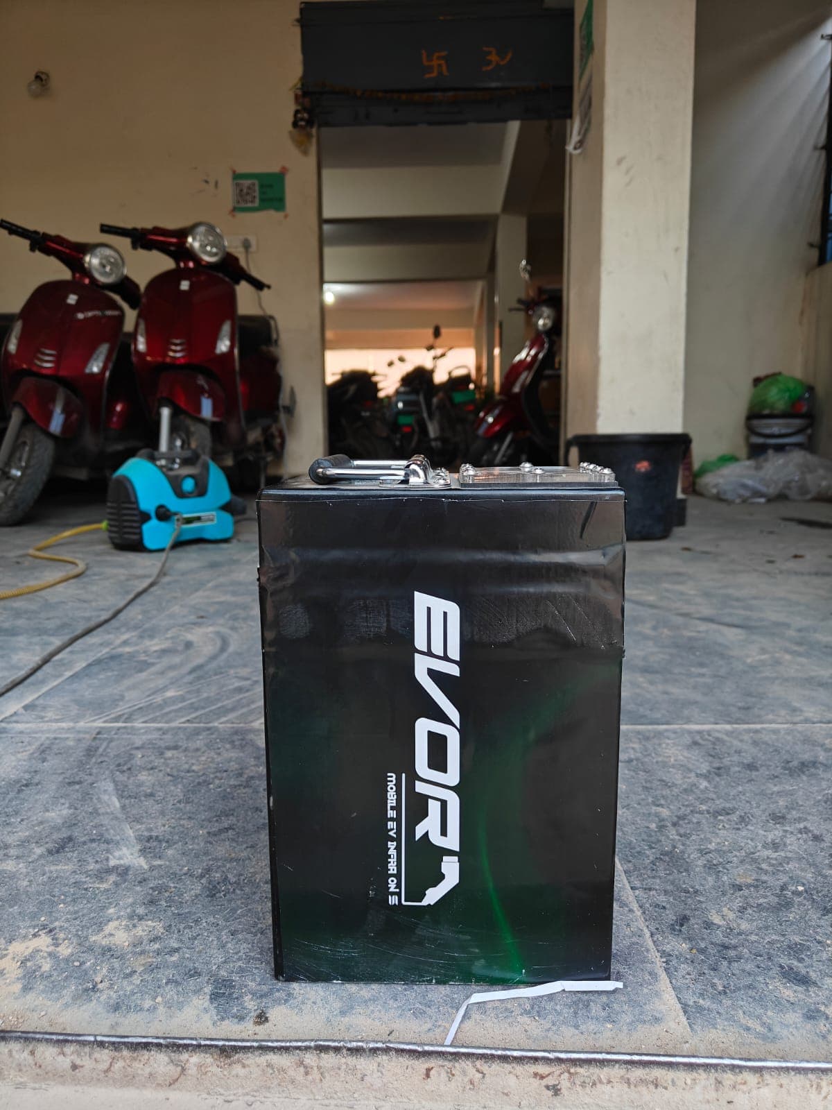 EVORA branded battery pack — mobile EV infrastructure